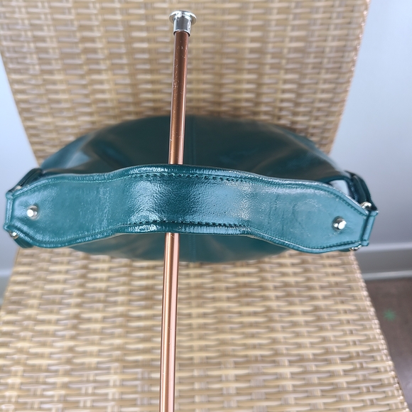 Kate Spade Glossy Green Patent Leather Hobo Shoulder Bag Silver Stud Accents - Picture 7 of 16